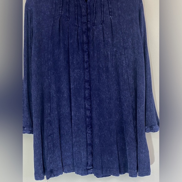 Free People Spin Me Boho Oversized Button-Up Tunic Shirt Dress - Sz S - Picture 4 of 10